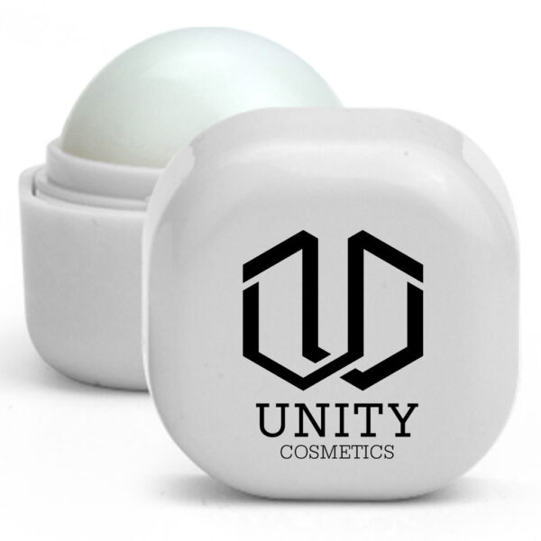 Promotional Lip Balm Cube with white imprint